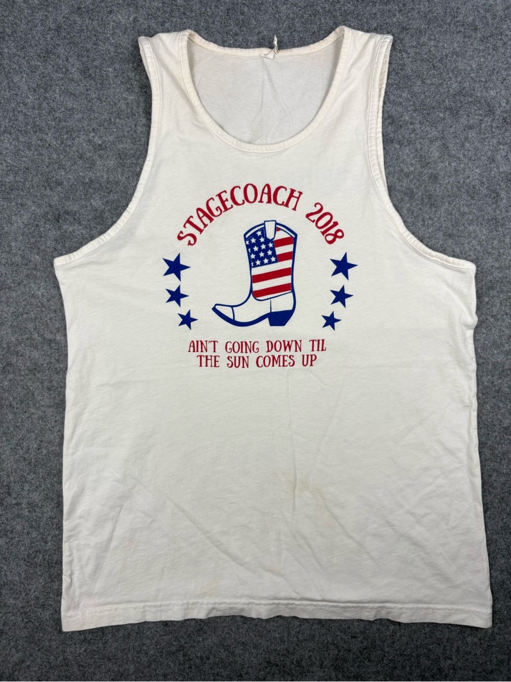 Stagecoach 2018 Patriotic Cowboy Boot Graphic Tank Top Size Large